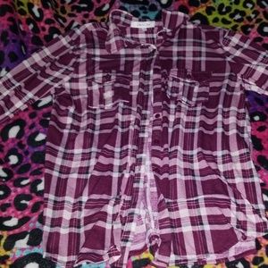 NWOT Purple Plaid button down Size Large